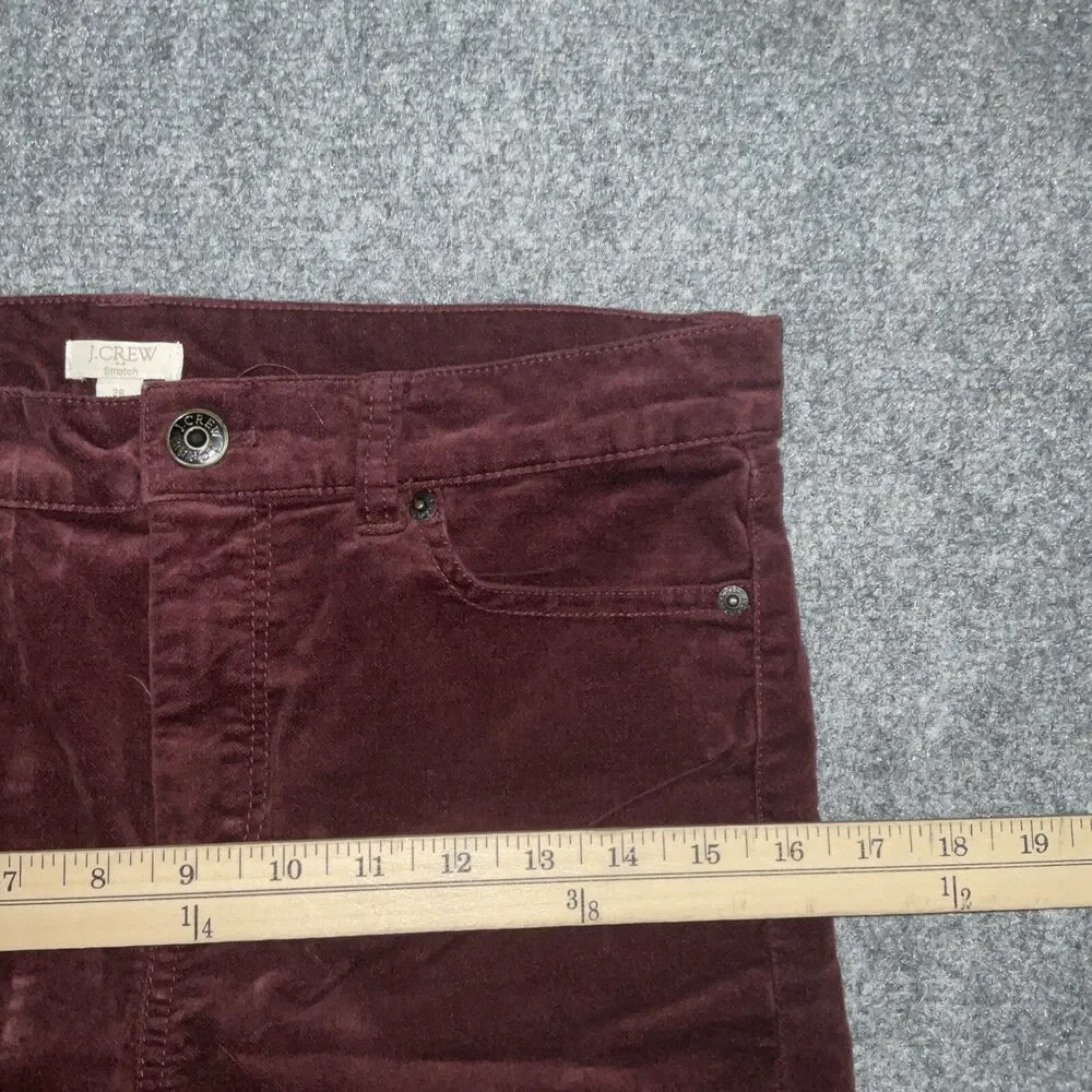J.CREW Pants Womens Size 28 Plum Burgundy Velvet Skinny Fall Winter Staple